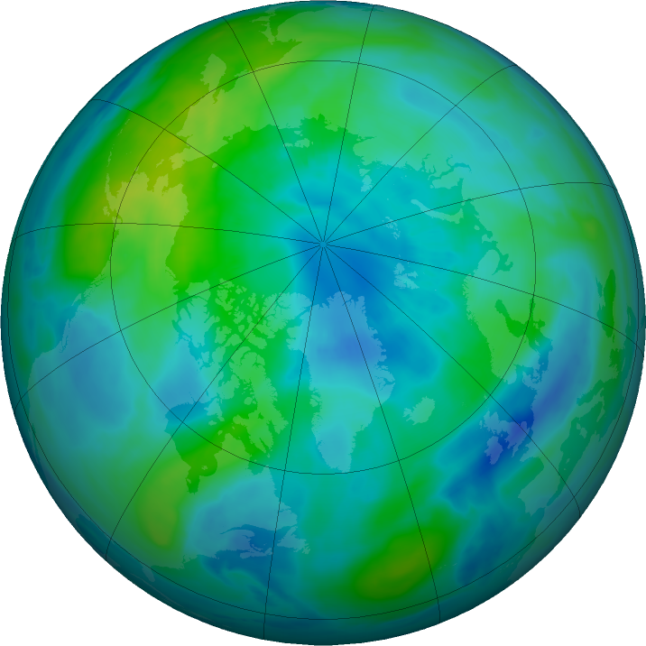 Arctic ozone map for 07 October 2023